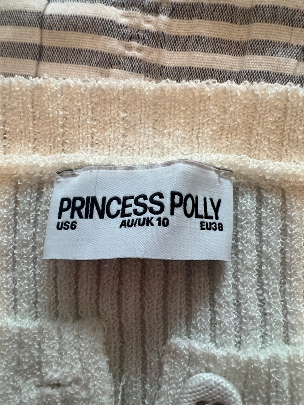 Princess Polly Cream Ribbed Button-Front Sleeveless Knit Top - Picture 2 of 4